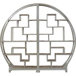 Fine Asianliving Chinese Boekenkast Ronde Display Open Kast Olijfgrijs B176xH192cm Chinese Meubels Oosterse Kast