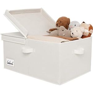 Selbro ® Opbergdoos met deksel, extra groot, Geel en Wit - Opvouwbare opbergmand voor kleding, speelgoed en meer