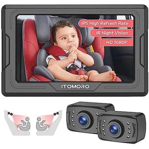 Baby Auto Monitor HD 1080P met Dubbele Camera en Nachtzicht - 4.3"" Scherm voor Achteruitkijken