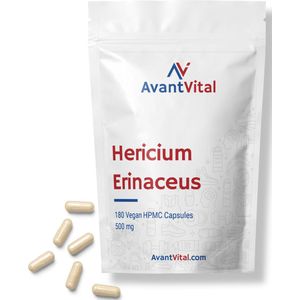 Hericium Erinaceus - 180 Vegan Capsules - 500 mg - Hoog gestandaardiseerd - Voordeelverpakking - AvantVital - Voedingssupplementen