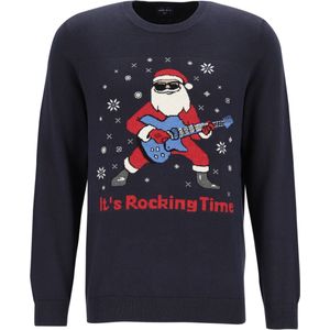 MARVELIS - Modern Fit - Kersttrui - Marine Blauw - Katoen