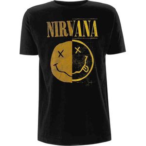 Nirvana Heren Tshirt -M- Spliced Smiley Zwart
