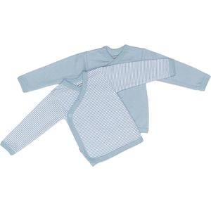 ISI MINI - Wikkelhemd - Teddy - Blauw - gestreept - 44/48 - set van 2