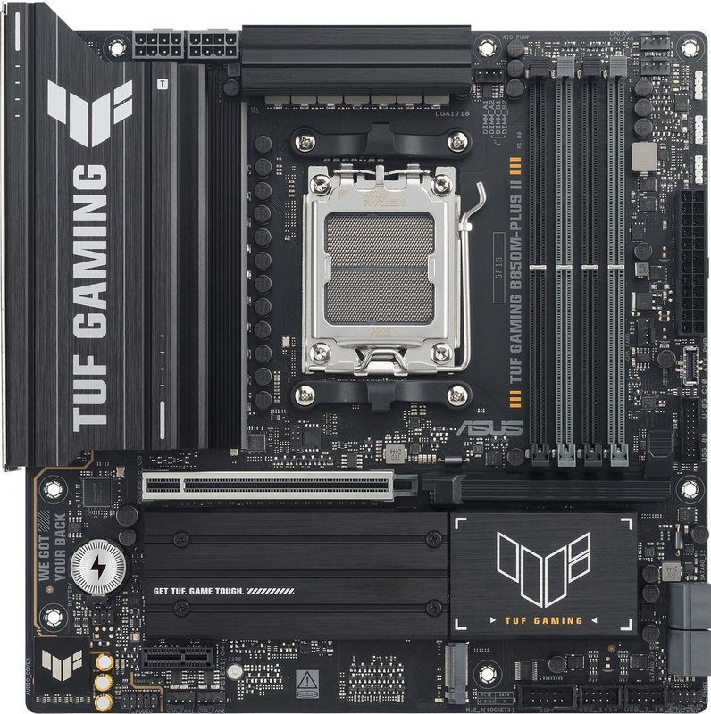 ASUS - TUF Gaming B850M-PLUS II - Moederbord - mATX - Socket AMD AM5 - DDR5-geheugen - 1x PCIe 5.0 M.2 - 2X PCIe 4.0 M.2
