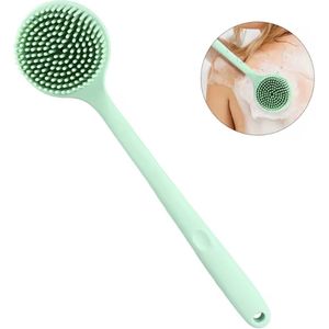 CHPN - Rugborstel - Lichaamsborstel - Massage borstel - Douche-borstel - Dubbelzijdig - Siliconen - ScrubBorstel - Groen - 38CM - Met ophang oog - Rug scrubben - Borstel voor in de douche - Masseren