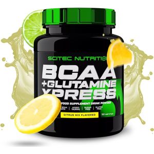 Scitec Nutrition® - BCAA + Glutamine Xpress (600 gram - Citrus Mix) - Citrusvrucht - 50 doseringen - aminozuren - aminozuur - bcaa - l-isoleucine - l-leucine - l-valine - poeder