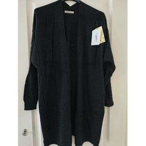 Halflang warm dames vest Dysa-effen zwart-Maat M/L