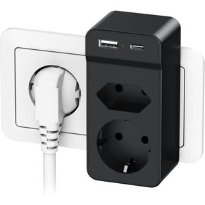 MKSS® Dubbele Stekker voor Stopcontact - Tweeweg Stekker - Verdeelstekker - Stopcontact Splitter - Zwart