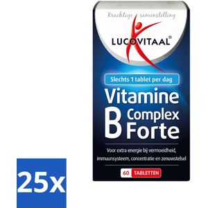 25 x Lucovitaal - Vitaminen - Vitamine B Complex Forte - 60 Tabletten - Vitamine B Complex - Energie - Vermoeidheid - Zenuwstelsel - Immuunsysteem