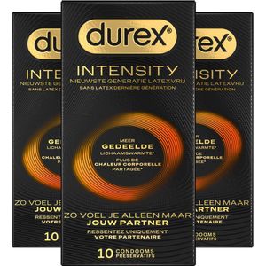 Durex Intensity Condooms - Nieuwste generatie ultradunne, latexvrije condooms voor mannen – Gedeelde lichaamswarmte - 3 x 10 stuks - Voordeelverpakking