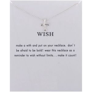 Bixorp Luck Dames Ketting met Zilveren Kruisje - ""Wish"" - 45/50cm - Cadeau voor Vrouw - Zilverkleurig