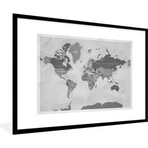 Fotolijst incl. Poster - Wereldkaart - Vintage - Paars - Kind - Meiden - Jongens - 90x60 cm - Posterlijst