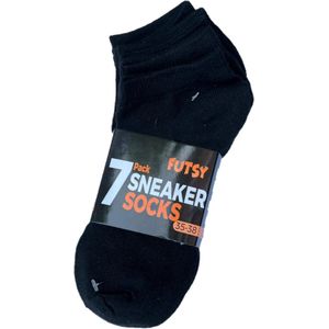 Futsy - 7 Paar - Sneakersokken - Sport sokken - Zwart - Maat 43/46 - Unisex