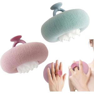 Zachte zonnebloem douche spons met zuignap en SPA functie - Nieuwe badbal met vingerringen - Scrub bad spons voor dames en heren