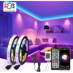 Led Strip- 10 meter- Rgb- verlichting 5050 - Muziek- Afstandsbediening- Dimbaar- licht strip- Kleur Veranderende Gevoelige Ingebouwde Microfoon- App Led-Verlichting - Gaming accessoires- Flexibel- 10 meter