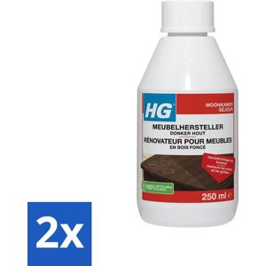 2 x HG Meubelhersteller Donker Hout 250 ml - Meubelhersteller - Houtverf - Meubels Schoonmaken - Krassen Verwijderen - Vlekken Verwijderen