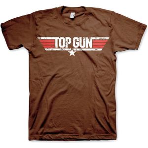 Top Gun Distressed Logo T-Shirt Brown-M