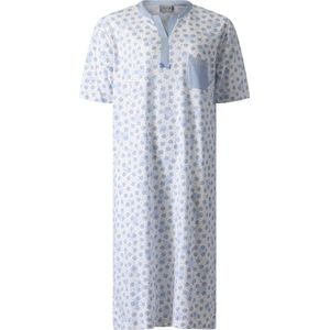 Lunatex - dames nachthemd 224176 - korte mouw - 100% katoen - blauw - maat M