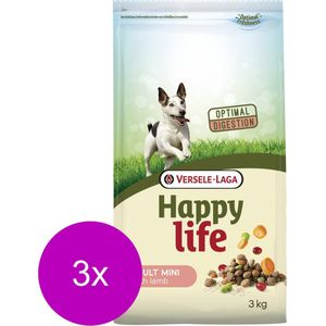 Happy Life Adult Mini - Hondenvoer - 3 x Lam 3 kg