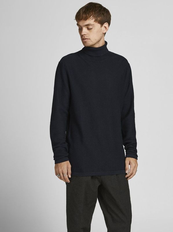 JJWIND - KNIT ROLL NECK - Blazer - Navy