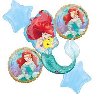 Disney Princess – Ariël de kleine zeemeermin - Ballon set – 5-Delig – Helium ballon – Folieballon - Verjaardag.