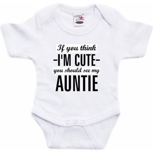 You think I am cute see my auntie tekst baby rompertje wit jongens en meisjes - Cadeau tante rompertje - Babykleding 80