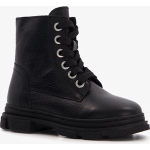 Groot leren meisjes veterboots - Zwart - Maat 26