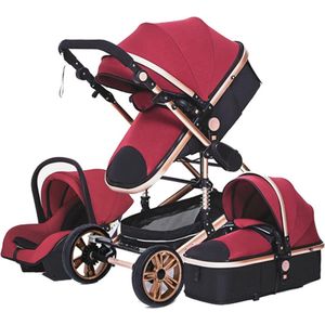 Kinderwagen - Buggy - Plooibuggy - Buggy 3 in 1 Kinderwagen - Inklapbare Kinderwagens - Aluminium Frame - Hoogbouwwagen - voor Pasgeboren Babyboomer - Rood