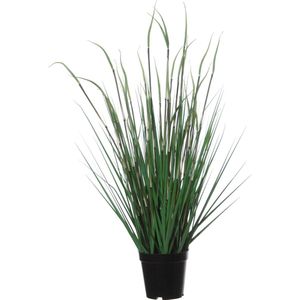 Groene grasplant kunstplant in zwarte kunststof pot 70 cm - Pennisetum - Woondecoratie