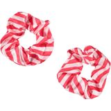 Apollo - Feest schrunchie - 2 stuks rood-wit one size - Carnaval accessoires - Carnaval - Feestkleding