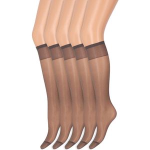 Kniekousen met soepele boord | Perfecte pasvorm | 20 denier | Merk: Marianne | Maat: One Size | Kleur: Grijs | 5 Paar