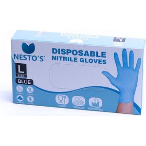 Nesto's Nitril Wegwerp Handschoenen 100 stuks - Latexvrij - Poedervrij - Niet steriel - Onderzoekshandschoenen - Medisch - Plastic - Maat L - Blauw