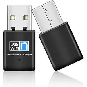 Provium USB WiFI Adapter - 300Mbps Dongle - 2,4Ghz en 5Ghz Wifi Antenne - voor Windows en MacOS - Draadloze verbinding - zwart