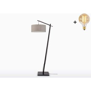 Vloerlamp - ANDES – Bamboe/Linnen - Zwart