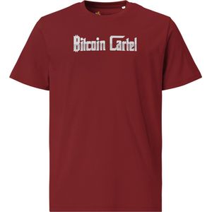 Bitcoin Cartel - Unisex - 100% Biologisch Katoen - Kleur Bordeaux Rood - Maat L | Bitcoin cadeau| Crypto cadeau| Bitcoin T-shirt| Crypto T-shirt| Crypto Shirt| Bitcoin Shirt| Bitcoin Merch| Crypto Merch| Bitcoin Kleding