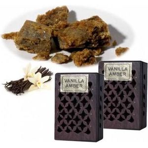 Wierookhars Vanille/Amber in houten doosje - 6x4 cm (3 stuks) - S