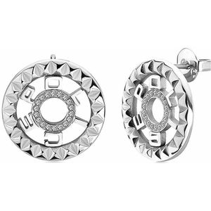 Oorhangers - Grijs - Roestvrij Staal - Druksluiting - Diameter 1.5 cm