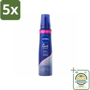 5 x NIVEA - Stylingschuim - Verzorging & Stevigheid - Hittebescherming - 150 ml - Grootverpakking - Haarverzorging - Stylingmousse - Haarfixatie - Hittebescherming - Haarversterking