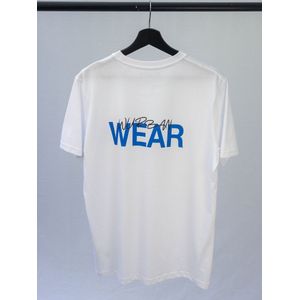 Shirt - Wurban Wear basic - Wurban Wear | Casual | Oversized shirt | Unisex tshirt | Streetwear | Y2K | Gym | Gewichten | Hip hop | Urban fashion | Skateboard | Wit & Blauw