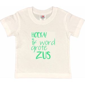 Shirt Aankondiging zwangerschap Ik word grote zus | korte mouw | mint | maat 98/104 zwangerschap aankondiging bekendmaking Baby big sis sister