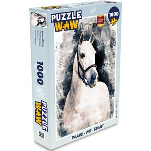 Puzzel Paard - Wit - Krant - Meisjes - Kinderen - Meiden - Legpuzzel - Puzzel 1000 stukjes volwassenen
