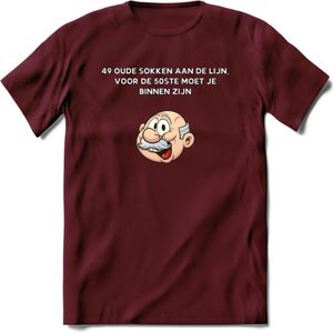 49 oude sokken aan de lijn T-Shirt | Grappig Abraham 50 Jaar Verjaardag Kleding Cadeau | Dames – Heren - Burgundy - XXL