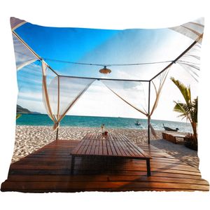 Sierkussen - Strand Lucht Zee - Blauw - 45 Cm X 45 Cm