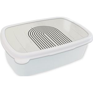 Broodtrommel Wit - Lunchbox - Brooddoos - Kunst - Design - Zwart - Wit - 18x12x6 cm - Volwassenen