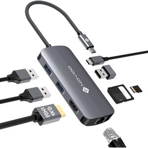 8-in-1 USB C Hub HDMI 4K 60Hz USB 3.0 x 3 Gigabit Ethernet PD 100W SD & Micro SD Dock MacBook Air Pro