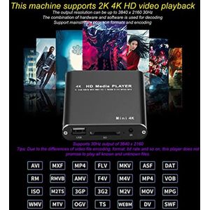 HD Video Player, 4K, Mini Streaming Media Player, Supports PPT, PDF, Built-in 4G Storage, for HD Multimedia Interface AV USB Storage Cards(4K)