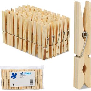 Relaxdays 200x wasknijpers hout - houten knijpers - knutselen - ophangen van wasgoed