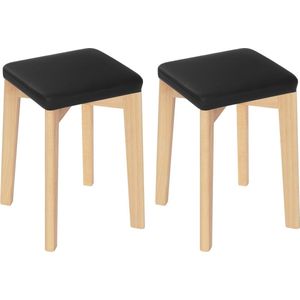 Kamyra® Houten Barkrukken Set van 2 - Ergonomisch - Landelijk - Zwart