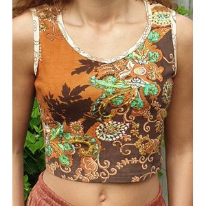 Shirt met batik print in bruin Maat S