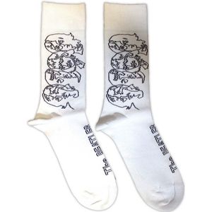 The Beatles - White Album Faces Outlines Sokken - Wit